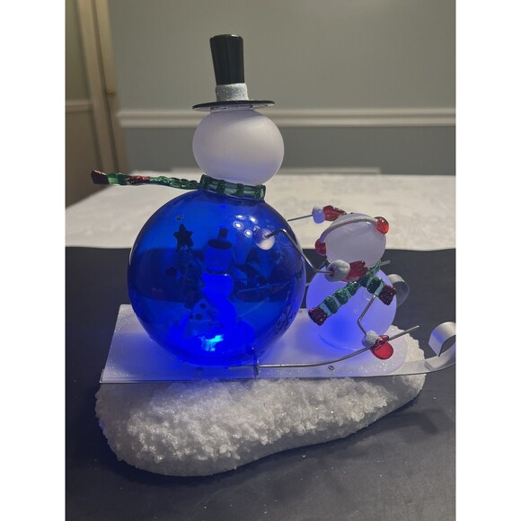 Acrylic Light Up Color Changing Snowman Sledding Christmas JCP JC Penney Tested - Picture 12 of 16